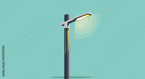 Street Light Post with Illuminated Lamp.