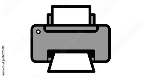 Gray Office Printer with Paper Tray.