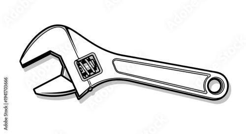Adjustable Wrench Tool Equipment Hardware Illustration.
