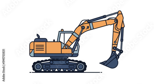 Yellow Excavator Machine Heavy Equipment.