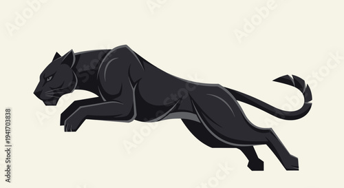 Black Panther Illustration Running Dynamic Pose.