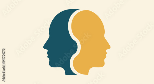 Dual Silhouette Heads Facing Same Direction.