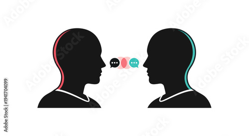 Two People Communicating with Speech Bubbles.