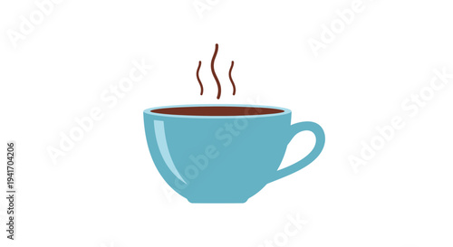 Blue Coffee Cup with Steam Rising.