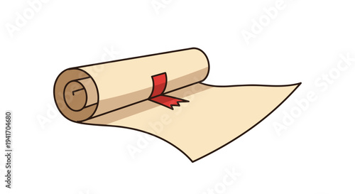 Traditional parchment paper scroll rolled up and secured with a red wax seal representing an official diploma or historical document.