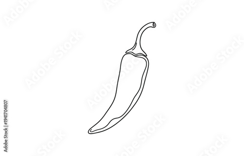 Continuous one line drawing of hot red chili pepper Habanero pepper.