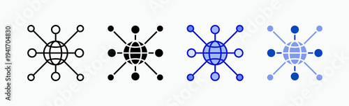 Global Network Icon Sheet Multiple Style Collection Isolated Vector