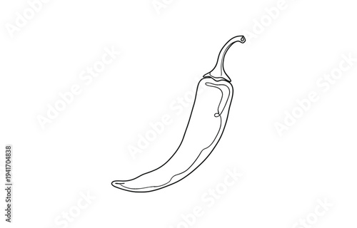 Continuous one line drawing of hot red chili pepper Habanero pepper.