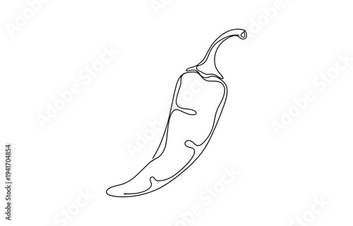 Continuous one line drawing of hot red chili pepper Habanero pepper.