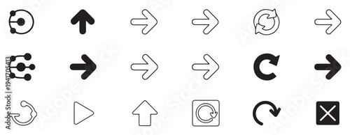 Modern outline arrow icons, navigation interface elements. vector illustration eps 10