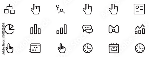 Data analysis icons, line graph bar chart and chat bubble symbols. vector illustration eps 10