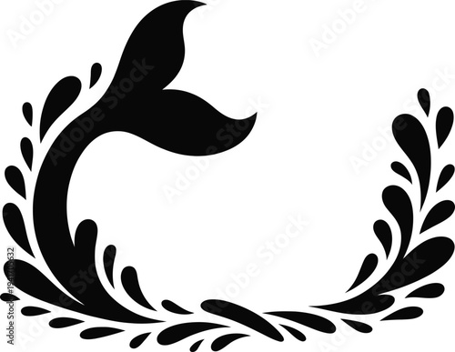 Mermaid Tail Splashing Through Ornate Water Waves