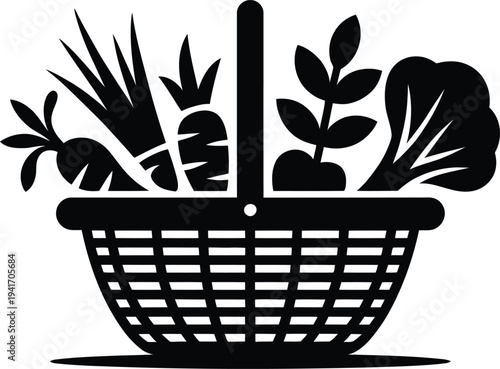 Fresh Garden Vegetables Inside A Wicker Basket
