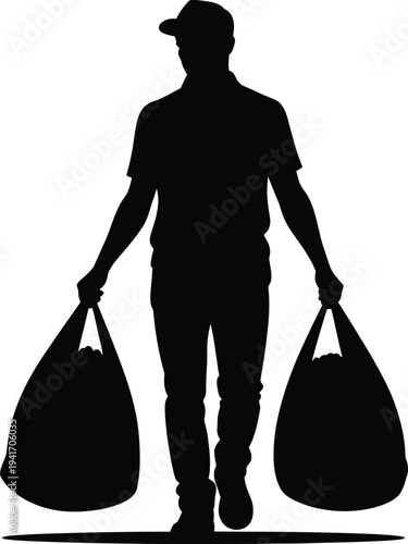 Man Carrying Heavy Shopping Bags Silhouette