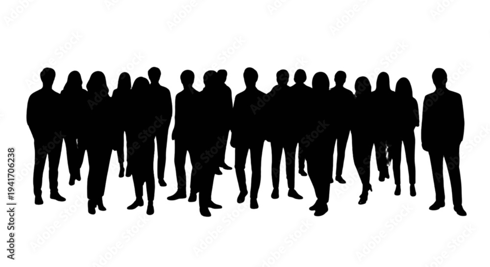 Naklejka premium Set of 16 black silhouettes of people vector