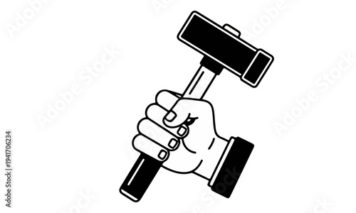 Hand Holding a Sledgehammer Icon Vector Illustration