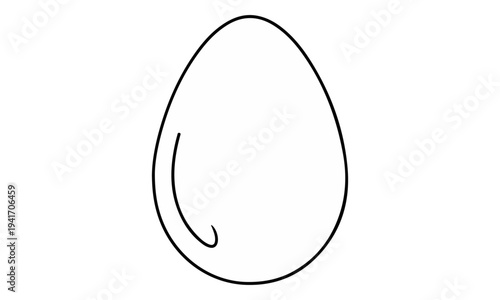 Minimalist black line drawing of a chicken egg isolated on white