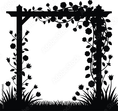Garden Pergola Floral Archway Silhouette
