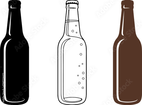 Glass Bottle Silhouette Icon Set