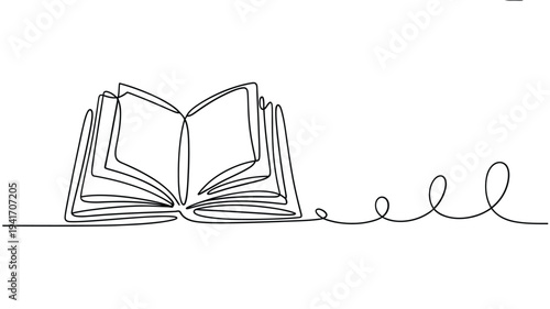An open book depicted in a continuous line drawing style