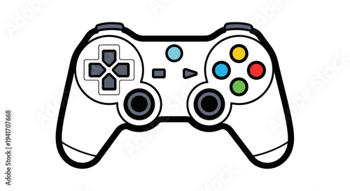 White Video Game Controller Illustration Design.