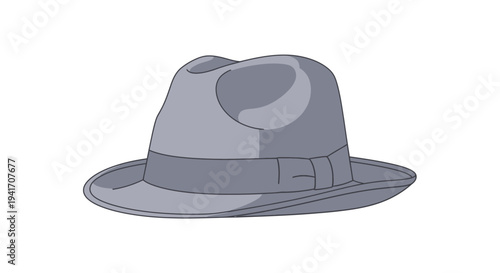Gray Fedora Hat with Wide Brim.