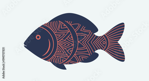 Decorative Fish Illustration with Geometric Patterns.