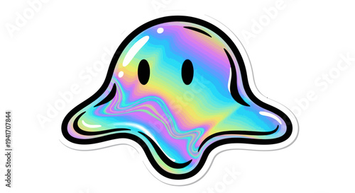 Holographic Ghost Emblem with Smiling Face.