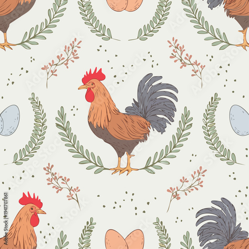 Rooster Bird Farm Animal Illustration Design.