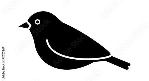 Black Bird Silhouette Profile Illustration.