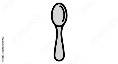 Simple Black and White Spoon Illustration.