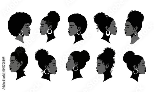 African American Women Silhouette Profiles.
