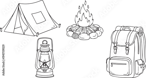 Set of 4 camping icons vector