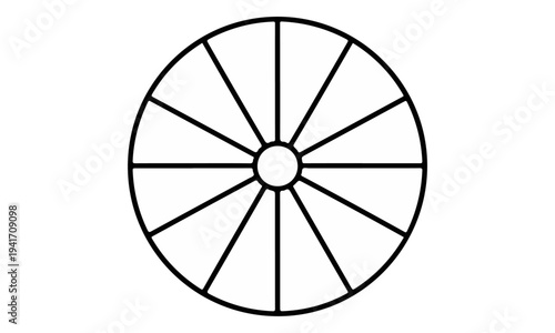 Simple black line wheel icon design.