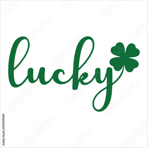Lucky Script Four Leaf Clover Icon Typography Logo
