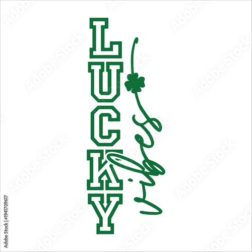 LUCKY TYPOGRAPHY FOUR LEAF CLOVER ICON
