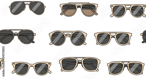 Collection of Sunglasses with Various Frames.