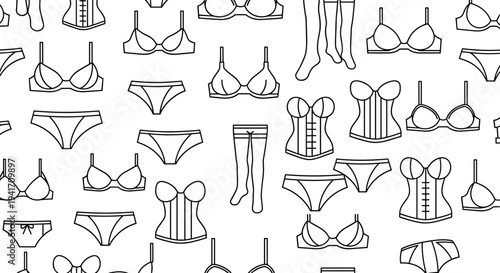 Collection of Various Lingerie and Swimwear Outlines.