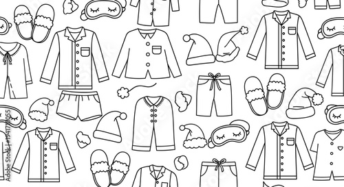 Baby Clothes and Accessories Line Drawings.