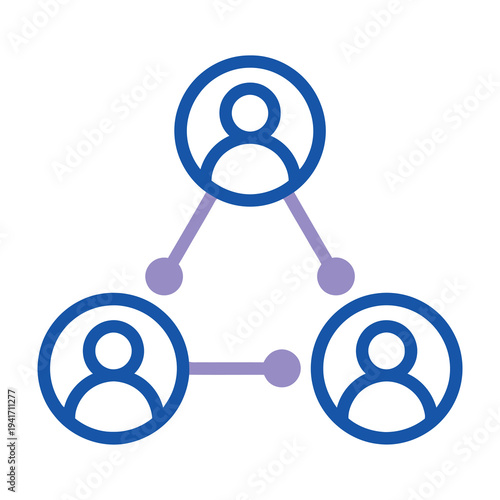 Three people connect teamwork network