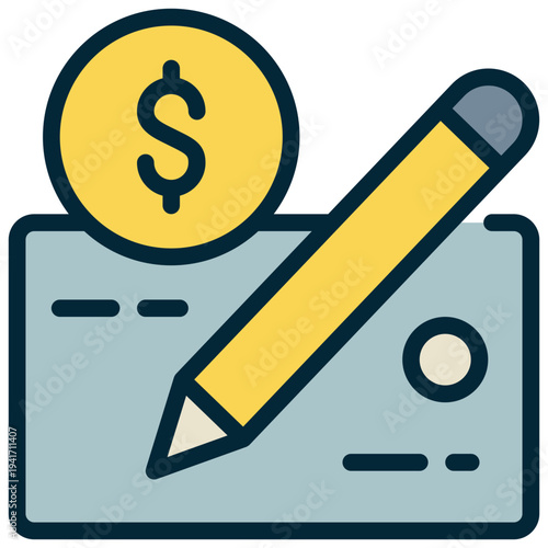 bank money cheque signature sign pen filled outline icon