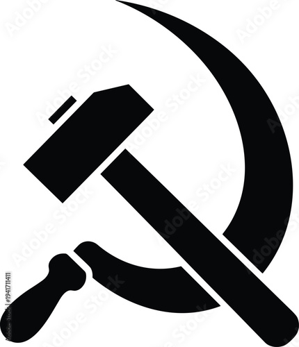 Black Silhouette of Hammer and Sickle Symbol of Communism soviet union