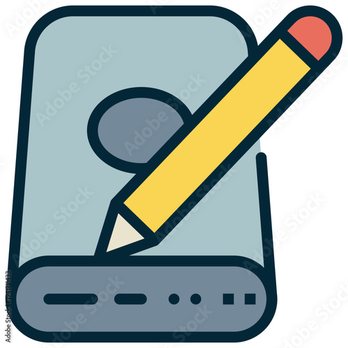 harddisk hardware data storage backuup writing sign filled outline icon