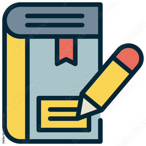 learning knowledge book writing signature pen pencil filled outline icon