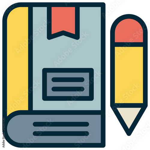 learning book knowledge pen pencil filled outline icon
