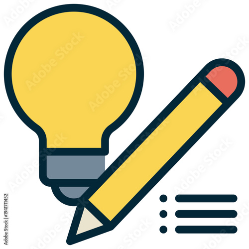 light bule idea writing list filled outline icon