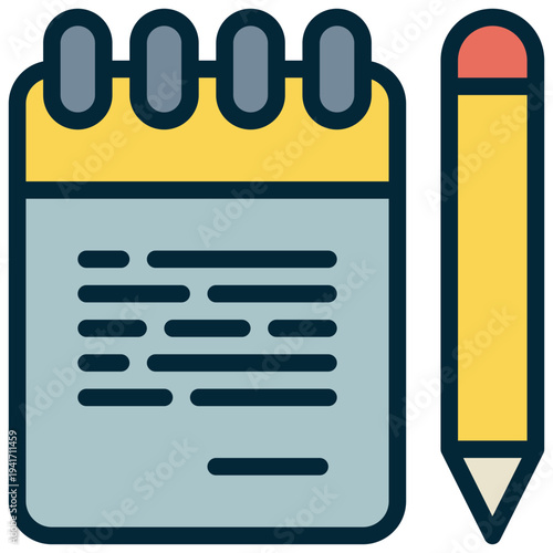 memo notebook writing memory pen pencil filled outline icon