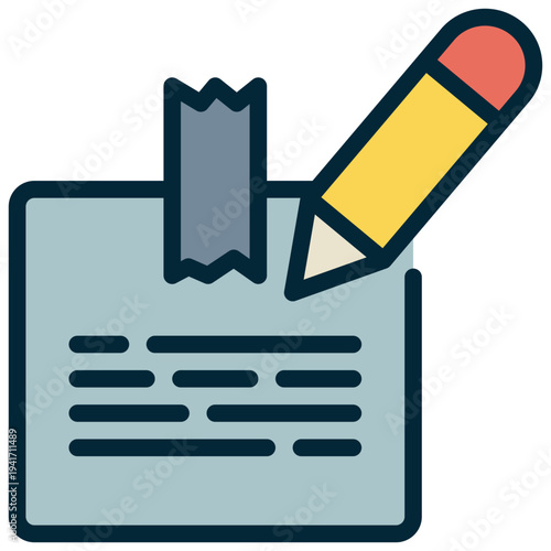 note memo memory writing pen pencil filled outline icon