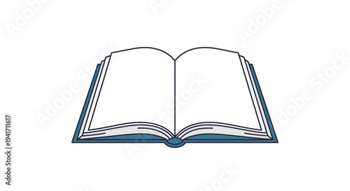 Open book illustration with blank pages for education and reading