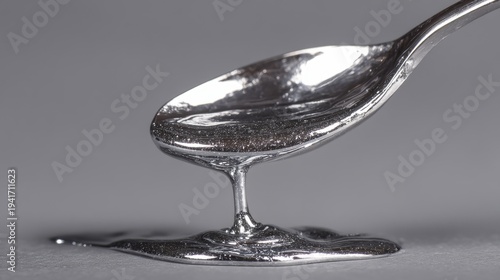 Wallpaper Mural A silver spoon drips molten metal onto a reflective surface. Torontodigital.ca